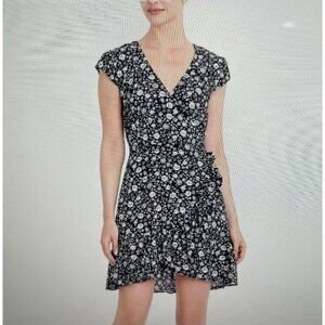 J. Crew Mercantile Women's Size 4 Blue/White Floral Ditsy Faux Wrap Mini Dress